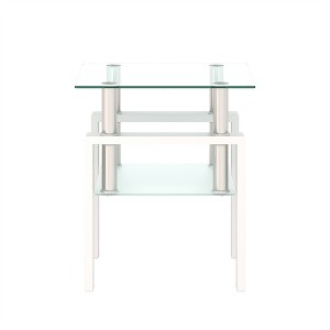 Modern Coffee Table, Tempered Glass Center Tea Table, 2-Tier Coffee Table with Storage Shelf, Square Table for Living Room Home Office Small Space - 1 of 4