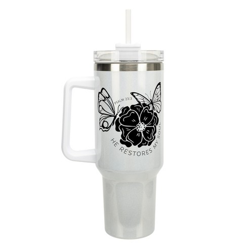 Elanze Designs He Restores My Soul Butterfly Faith 40 oz. Stainless Steel, Large Water Bottle Coffee Mug, Spill & Leak Resistant, Thermal Travel - image 1 of 1