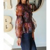 Women's Floral Print Smocked Peplum Top - Fate - 3 of 4