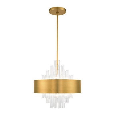 Elegant Orenburg 8-Light Natural Brass Pendant with Crystal Rods