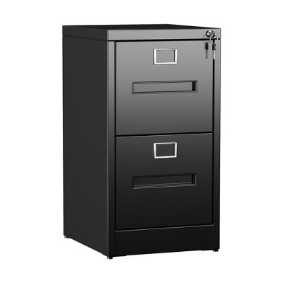 SUXXAN Upgraded 2 Drawer File Cabinet with Wheels,Lockable Metal Filing Cabinet for Legal/Letter Size, Assembled Required, Black