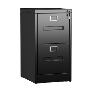 SUXXAN Upgraded 2 Drawer File Cabinet with Wheels,Lockable Metal Filing Cabinet for Legal/Letter Size, Assembled Required, Black - 1 of 4