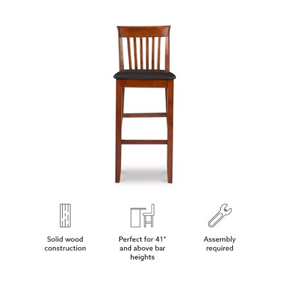 Classic Dark Cherry & Black Faux Leather 31" Craftsman Barstool