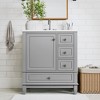 30 inch Light Green Bathroom Vanity with Sink and Iron Arched Mirror Cabinet, One Door with Shelf and Three Drawers - 2 of 4
