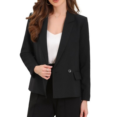 INSPIRE CHIC Women's Double Breasted Notched Lapel Long Sleeve Work Office Suit Jacket Blazer