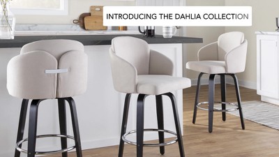 Set of 2 Cream Upholstered Dining Chairs with Black Metal Legs