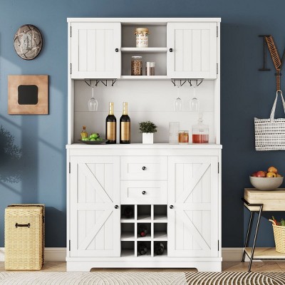 Buffets Cabinets With Drawers Shelves And Cabinets, Coffee Bar Cabinet With Storage, Muti-Functional Coffee Bar-Cuddlewood
