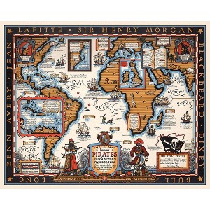 Poster Master The Map of Famous Pirates, Buccaneers & Freebooters Poster - 1 of 2