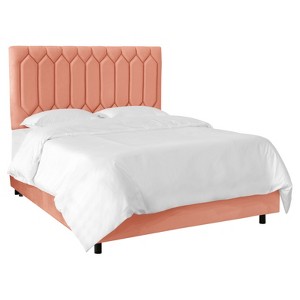 Sophie Upholstered Diamond Tufted Bed - Twin - Papaya Velvet - Skyline Furniture , Orange Velvet