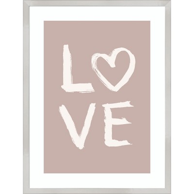 Light Pink and White LOVE Framed Wall Art Print