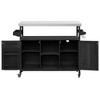 YOOCOZZ Outdoor 100% Fir Wood Rolling Kitchen Island & Grill Bar Cart with Stainless Steel Top and Ample Storage Space - Black - 3 of 4