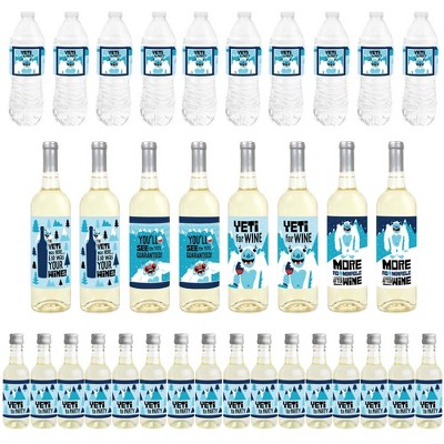 Big Dot of Happiness Yeti to Party - Abominable Snowman Party or Birthday Party Decorations - Beverage Bar Kit - 34 Pieces