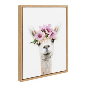 Kate & Laurel All Things Decor 18"x24" Sylvie Flower Crown Alpaca Framed Wall Art by Amy Peterson Art Studio  - 1 of 4