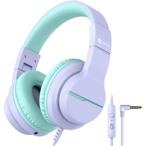 iClever Kids Headphones for School Travel, Safe Volume Limited, HD Mic Stereo Sound Over-Ear Girls Boys Headphones for Kid - 1 of 4
