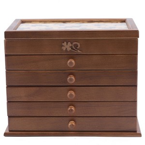 YIYIBYUS Large Retro 6 Layers Wooden Jewellery Box Cabinet Display Organizer - 1 of 4