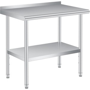 Stainless Steel Table with Wheels, Heavy Duty Commercial Metal Table for Prep & Work with Backsplash & Adjustable Shelf, for Kitchen, Restaurant - 1 of 4