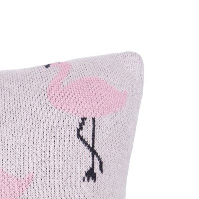Pink Cotton Flamingo Knitted Petite Throw Pillow