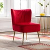 WestinTrends Phoebe Upholstered Tufted Velvet Accent Chair With Metal Leg - 2 of 4