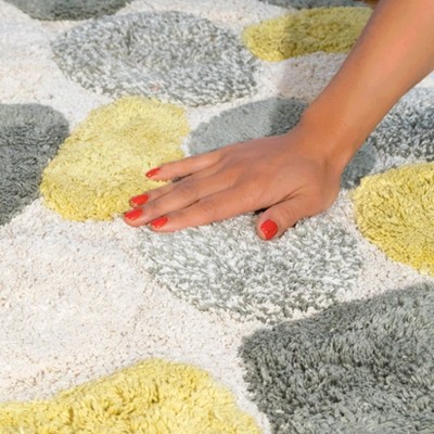 Yellow and Olive Cotton Pebble Pattern Bath Rug Set