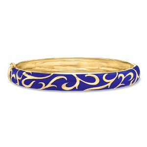 Ross-Simons Blue Enamel Scroll Bangle Bracelet in 18kt Gold Over ...