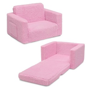Delta Children Kids' Cozee Flip-Out Faux Shearling 2-in-1 Convertible Chair - 1 of 4