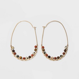 Brass Semi Red Jasper Tiger Eye Dalmatian Earrings - Universal Thread Gold, Women