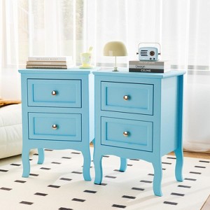 Bonnlo Nightstand Set of 2, Bed Side Table/Night Stand with 2 Drawers, Blue, Small for Bedroom - 1 of 4
