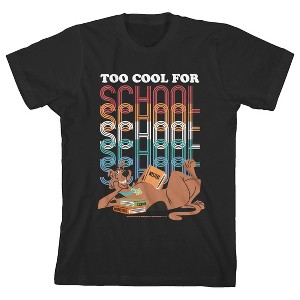 Scooby Doo Too Cool For School Youth Black Short Sleeve Crew Neck Tee - 1 of 3