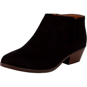 Women's Wo's Stacked Block Heel Closed Almond Toe Side Zipper Ankle Booties - SODA - 1 of 3