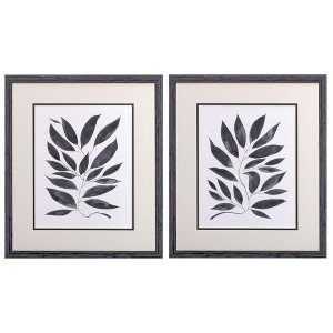 HomeRoots Set of Two Beige And Black Leaves Framed Art - 1 of 4