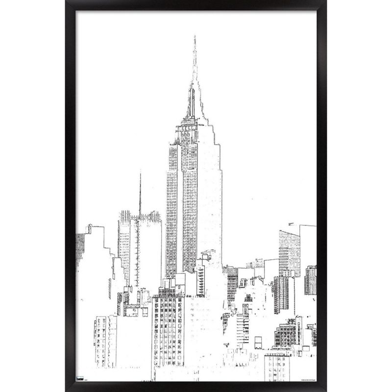 Trends International Line Art - New York Skyline Framed Wall Poster Prints, 1 of 7