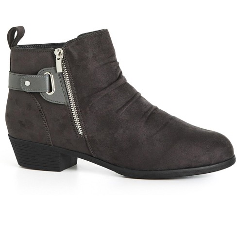 Grey wide store fit ankle boots