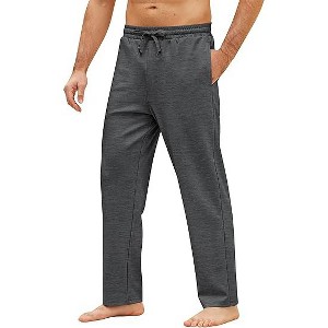 COOFANDY Men's Yoga Pants Casual Elastic Waist Drawstring Jogger Sweatpants Open Bottom Lounge Pants Charcoal XL - 1 of 4