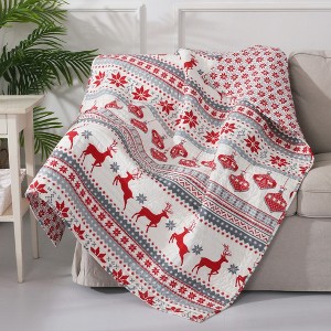 Silent Night Holiday Quilted Throw Multicolor - Levtex Home - 1 of 3