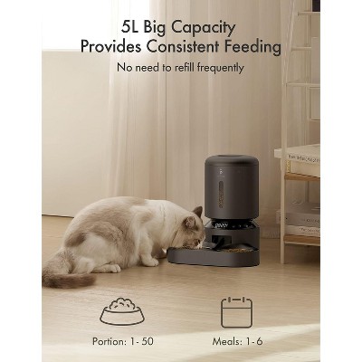 Dual Tray Black Stainless Steel Automatic Pet Feeder