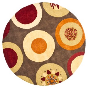 Brown/Multi Abstract Tufted Round Area Rug - (6