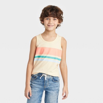 Image of Boys' Chest Striped Tank Top - Cat & Jack™ Cream M
