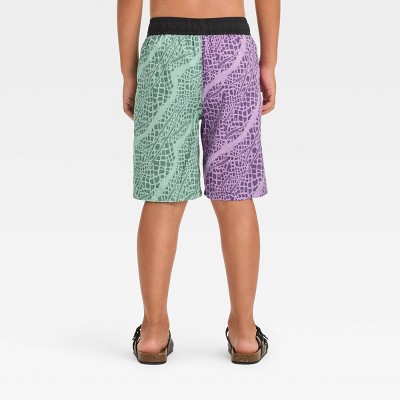 Jurassic Park Boys' Jurassic Park Snakeskin Printed Swim Shorts - Teal Green/Black M — фото 3