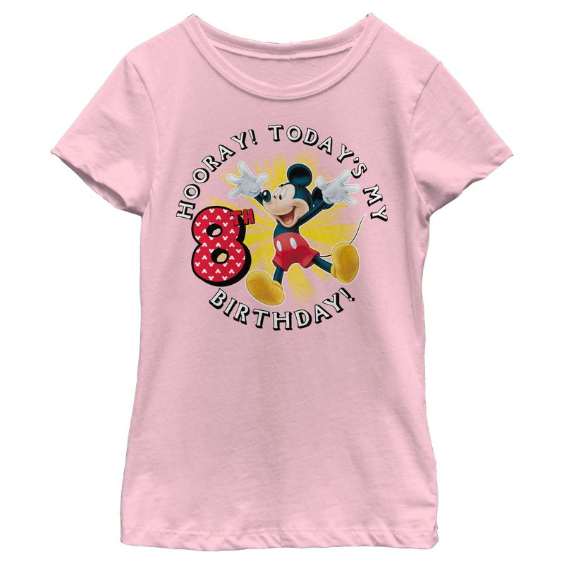 Girl's Mickey & Friends Hooray It's My 8th Birthday T-Shirt, 1 of 5