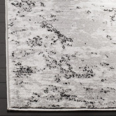 Reversible Grey/Ivory Abstract Synthetic 3' x 5' Area Rug