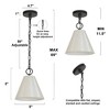 LNC Mocha 1-Lights 8" Framhosue Cone Mini Pendant Lights, Matte Black and White Fabric Shade - 3 of 4