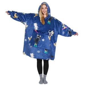 Catalonia Women's Casual Blanket Hoodie Sweatshirt, Cozy Fleece Blanket Pullover Sweater with front Pocket, Clothing Cozy Gift for Wife Woman - 1 of 4