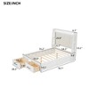 Queen/Full Size Wood Platform Bed Frame with Upholstered Headboard and 2 Drawers, Antique White -ModernLuxe - 3 of 4