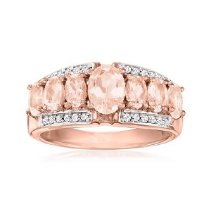 Ross-Simons 2.60 ct. t.w. Morganite and .14 ct. t.w. Diamond Ring in 18kt Rose Gold Over Sterling - 1 of 4