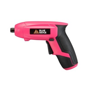 Blue Ridge Tools Rechargeable Screwdriver Pink: 4V Lithium Battery, 1/4" Chuck, Compact Cordless Drill Gun - 1 of 4