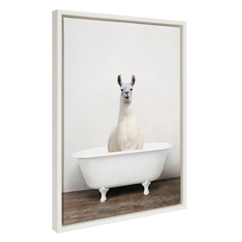 18&#34; x 24&#34; Sylvie Alpaca in the Tub Color Framed Canvas by Amy Peterson White - Kate and Laurel, 3 of 12