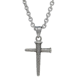 Dicksons The Nail Cross Mottled Texture Nail Cross Silver Plated 24 Inch Pendant Necklace - 1 of 2