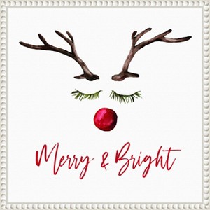 Amanti Art Reindeer Merry and Bright by Amanti Art Portfolio Canvas Wall Art Print Framed - 1 of 4