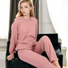 Anna-Kaci Lounge Women's Waffle Knit Hoodie Lounge Set with Front Pocket and Relaxed Fit Pants - 4 of 4