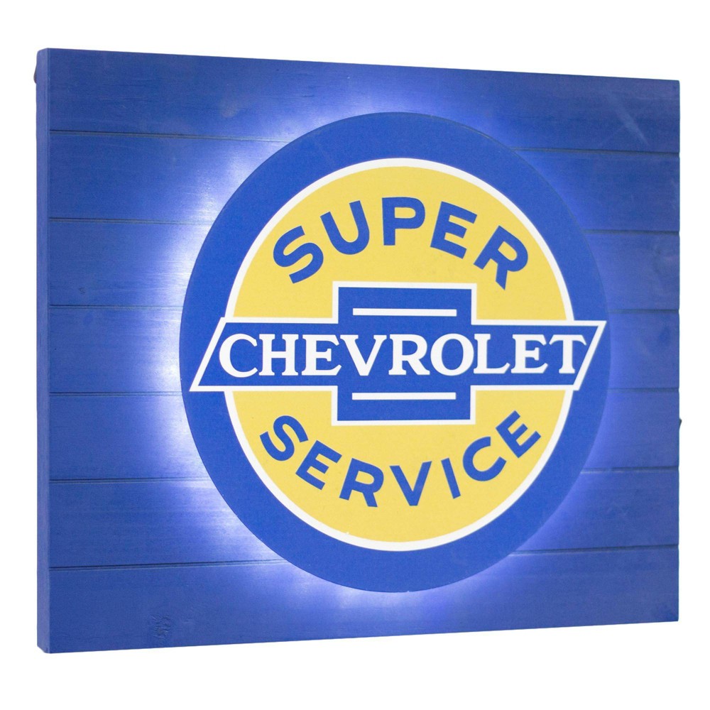 Photos - Garden & Outdoor Decoration Vintage Chevrolet Super Service Metal Backlit LED Wall Sign Panel - Americ